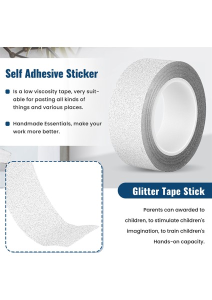 10M Parıltılı Bant Çubuğu Kendi Kendine Yapışkan Etiket Etiketi Dekoratif Kağıt Diy Gümüş (Yurt Dışından) indirimleri