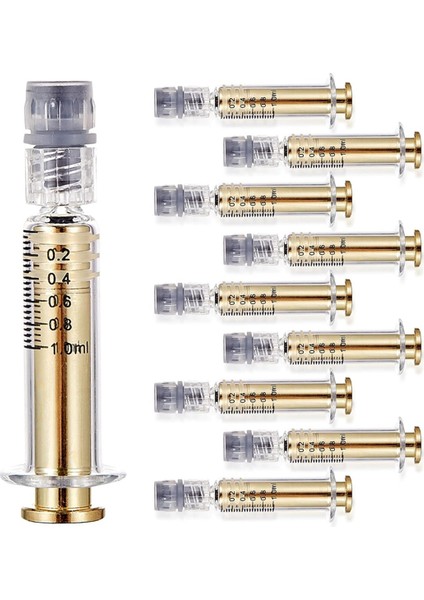 1ml Altın Metal Pistonlu Cam Şırınga 10 Adet Sızıntı Önleyici Şırınga (Yurt Dışından)