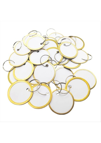 180PCS Metal Jant Etiketleri Anahtar Etiketler Araba Tuşları ve Kapı Anahtarları Için Metal Halkalı Yuvarlak Kağıt Etiketler, Beyaz ve Altın (Yurt Dışından)