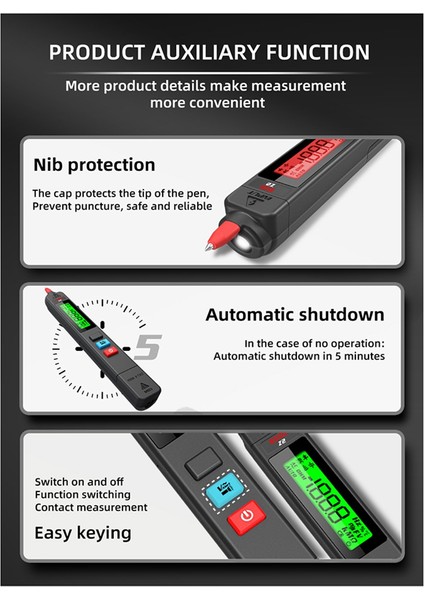 Bıde Z2 Ac Voltaj Test Cihazı Sızıntı Dedektörü Sürünme Elektrikli Kalem Temassız Devre Süreklilik 0-300V Siyah (Yurt Dışından) indirimleri