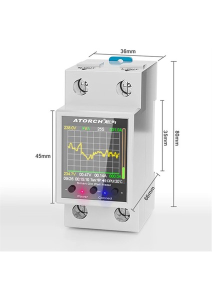 Atorch GR2PWS Elektrik Ölçer Tuka Wifi Ray Güç Enerji Ölçer AC50-320V Dijital Ekran Monitör Voltaj Eğrisi Ampermetre (Yurt Dışından)