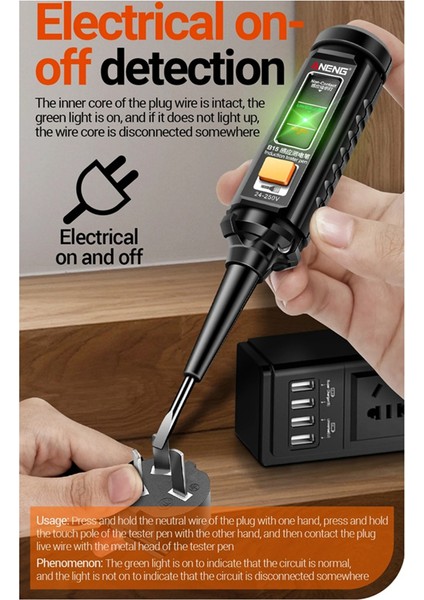 Aneng B15 Indüksiyon Test Kalemi Profesyonel Ac Voltaj Algılama Kalemi Vurgu Renk Işığı Elektrikçi Tornavida Test Cihazı (Yurt Dışından) fiyatları