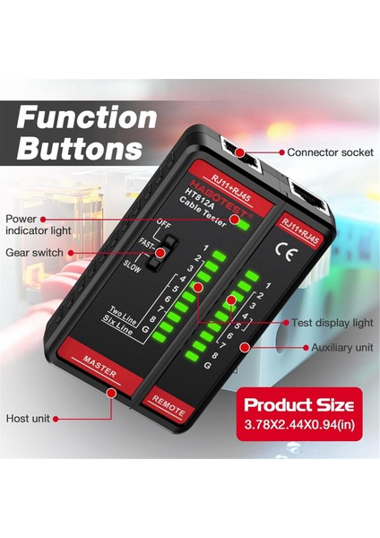 Habotest HT812A Ağ Kablo Test Cihazı, CAT5/CAT5E/CAT6/CAT6A Için Kablo Telefon Hattı Süreklilik Testi, Utp/stp Ağ Test Aracı (Yurt Dışından) modelleri