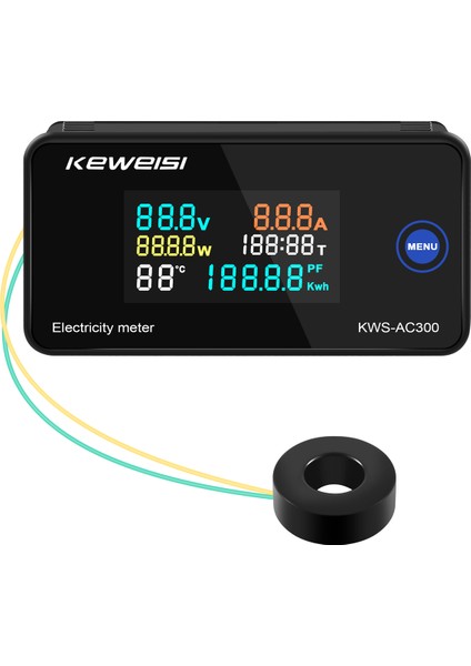 Keweisi, KWS-AC300 Dijital Voltmetre Ac 50-300V Voltaj 45-65Hz Güç Enerji Ölçer LED Wattmetre 0-100A Detektörü C (Yurt Dışından)