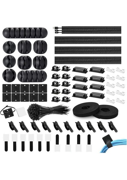 173 Pcs Kablo Yönetimi Organizatör Kiti, Yapışkan Kablo Klipsleri Tutucu, Kablo Bağları, Yapışkan Duvar Kablosu Kravat, Kablo Bağlarını Sabitleyin (Yurt Dışından)