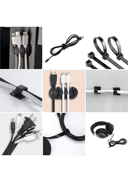 173 Pcs Kablo Yönetimi Organizatör Kiti, Yapışkan Kablo Klipsleri Tutucu, Kablo Bağları, Yapışkan Duvar Kablosu Kravat, Kablo Bağlarını Sabitleyin (Yurt Dışından) modelleri