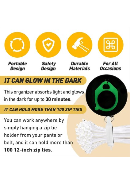 Zip Tie Organizer Kablo Tie Organizer Tutucu Karanlıkta Güçlü Verimli Çözüm 4 Pcs (Yurt Dışından) fırsatları