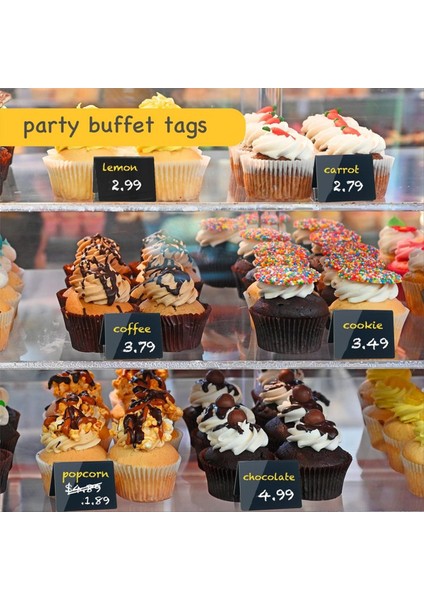 Akrilik Mini Kara Tahta Yemek Işaretleri, Partys Büfeleri Için Küçük Gıda Etiketleri, Pürüzsüz Siyah Düğün Yer Kartları, 12 Adet (Yurt Dışından) fırsatları