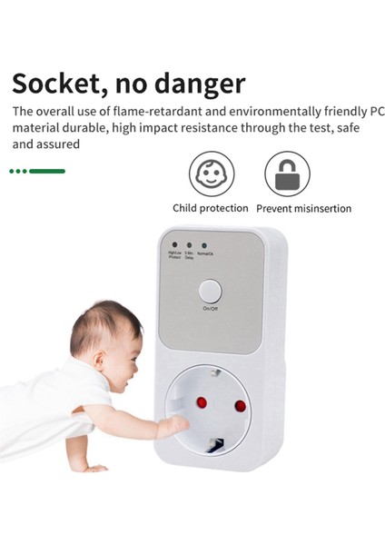 Koruyucu Voltaj Rölesi Elektrik Soketi, Buzdolabı Voltajı Koruyucu Ev Cihazı Ab Fişi Için Çok Fonksiyonlu (Yurt Dışından) modelleri