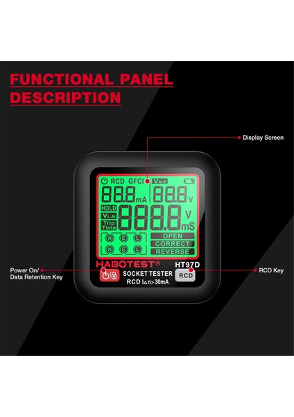 Habotest HT97 Dijital Soket Test Cihazı Akıllı Voltaj Dedektörü Çıkış Denetleyicisi Ab Fişi (Yurt Dışından) indirimleri