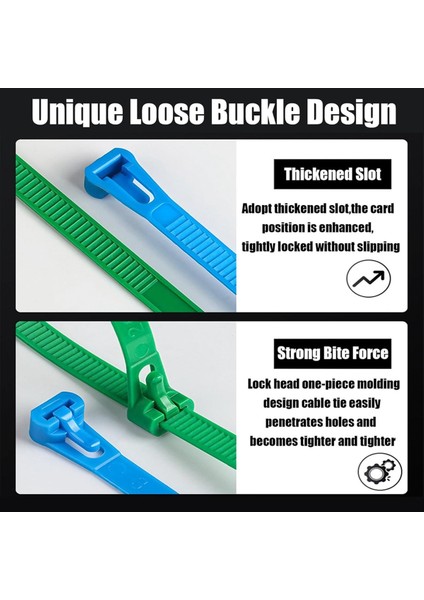 100PCS Toka Kendi Kendine Kilitlenen Premium Naylon Kablo Tel Bağları, 8 x 200MM Ayarlanabilir Yeniden Kullanılabilir Naylon Kayış Tokalı (Yurt Dışından) fırsatları