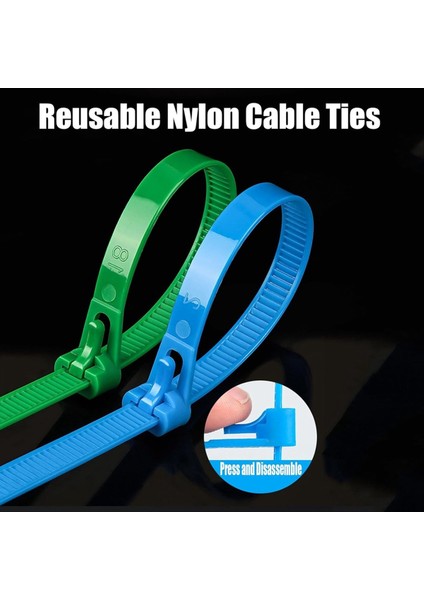 100PCS Toka Kendi Kendine Kilitlenen Premium Naylon Kablo Tel Bağları, 8 x 200MM Ayarlanabilir Yeniden Kullanılabilir Naylon Kayış Tokalı (Yurt Dışından) indirimleri
