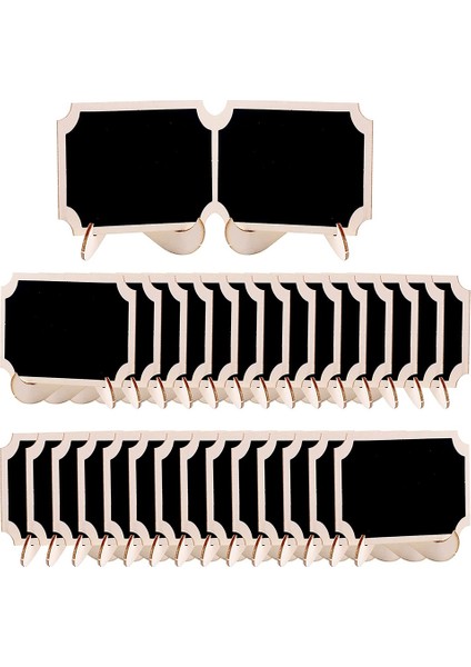 30 Adet Mini Kara Tahta, Parti Büfesi, Ahşap Küçük Tebeşir Tahtası Işaretleri Için Gıda Etiketleri (Dikdörtgen Çentik) (Yurt Dışından)