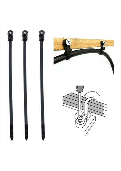 300PCS Vidalı Delik Kablo Bağları Yeniden Kullanılabilir Sabit Naylon Kablo Bağları Kendi Kendine Kilitlenen Kordon Kravat Kayışları Sabitleme Döngüsü (Yurt Dışından) modelleri