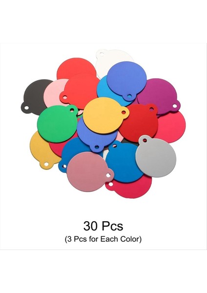 30PCS Yuvarlak Lazer Gravür Boşluklar Etiketler, Boş Etiketleri Damgalar, Köpek Kimliği Etiketi, Pet Için 10 Renkli Dıy Metal Etiket, Craft Etiketleri (Yurt Dışından) modelleri