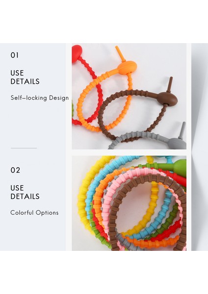 40PCS Renkli Silikon Bağlar Çanta Klipsi, Kablo Kayışları, Ekmek Kravat, Yeniden Kullanılabilir Kauçuk Twist Kravat, Çok Amaçlı Silikon Bağlar (Yurt Dışından) indirimleri