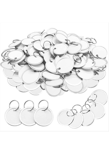 180PCS Metal Jant Etiketleri Anahtar Etiketler Araba Tuşları ve Kapı Anahtarları Için Metal Halkalı Yuvarlak Kağıt Etiketler, Beyaz ve Gümüş (Yurt Dışından)