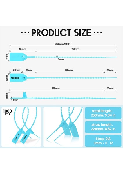 1000 Adet Plastik Kurcalama Contaları Yangın Söndürücü Etiketleri Güvenlik Etiketleri Contalar Güvenlik Numaralı Fermuar Bağları Etiketler Açık Mavi (Yurt Dışından) indirimleri