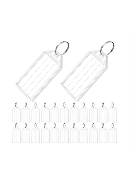 100 Adet Anahtar Etiketler 2 Inç Plastik Ana Zincir Etiketler, Boş Kağıt Etiketleri Şeffaf Kapaklar ve Öğe Tanımlayıcıları (Yurt Dışından)