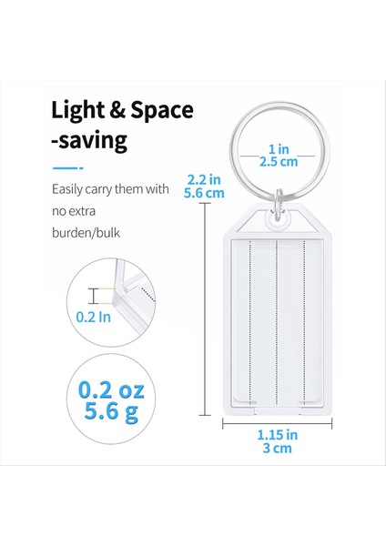 100 Adet Anahtar Etiketler 2 Inç Plastik Ana Zincir Etiketler, Boş Kağıt Etiketleri Şeffaf Kapaklar ve Öğe Tanımlayıcıları (Yurt Dışından) fırsatları