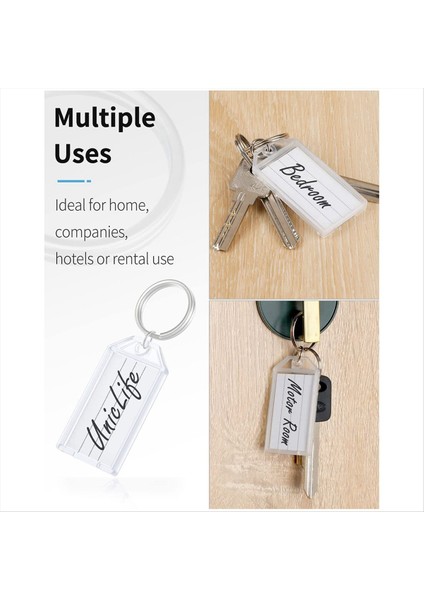 100 Adet Anahtar Etiketler 2 Inç Plastik Ana Zincir Etiketler, Boş Kağıt Etiketleri Şeffaf Kapaklar ve Öğe Tanımlayıcıları (Yurt Dışından) indirimleri
