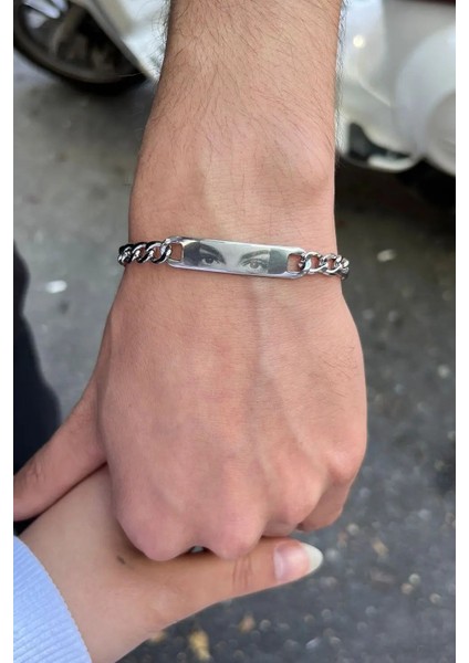 Kişiye Özel Göz Resim Baskılı Paslanmaz Çelik Bileklik Sevgiliye Hediye SCB83