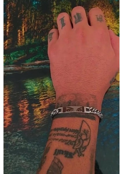 Kişiye Özel Göz Resim Baskılı Paslanmaz Çelik Bileklik Sevgiliye Hediye SCB83