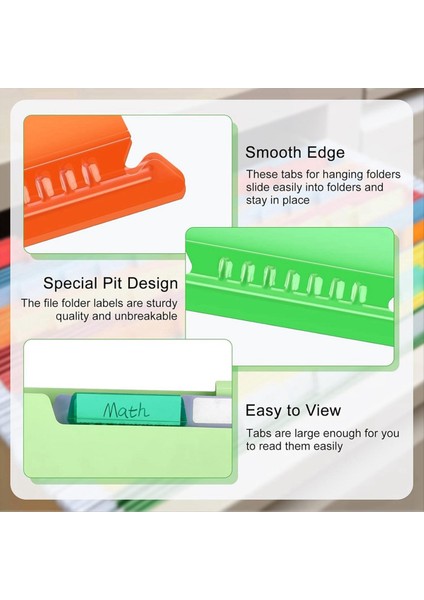 100 Adet Dosya Klasörü Sekmeleri 3.15 Inç Asma Dosya Klasör Sekmeleri ve Plastik Asma Dosya Sekmeleri, Çok Renkli (Yurt Dışından) indirimleri