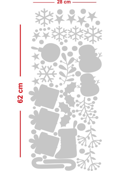 Kardan Adam Balonlar Taç Desenler Kar Tanesi ve Yılbaşı Vitrin Süslemeleri Yılbaşı Sticker - Beyaz indirimleri