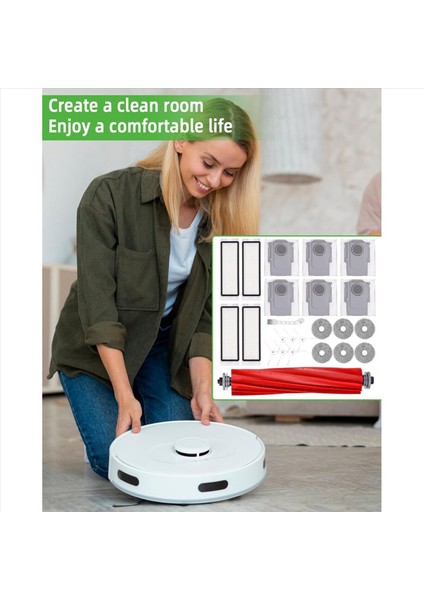 Qs/q Maxv/q Pro Robot Süpürge Için 2'li Set Ana Yan Fırça Hepa Filtreler Paspas Bezi Toz Torbaları (Yurt Dışından) fiyatları