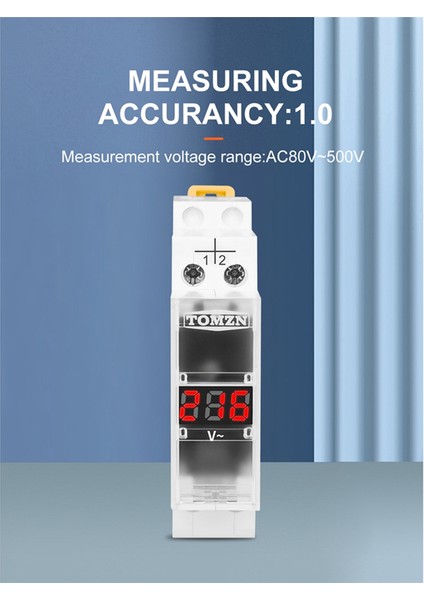 Tomzn Din Ray Tek Faz Voltaj Ölçer Ac 40-500V Modüler Voltmetre Gösterge LED Dijital Ekran Voltmetre, Beyaz (Yurt Dışından)