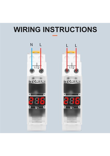 Tomzn Din Ray Tek Faz Voltaj Ölçer Ac 40-500V Modüler Voltmetre Gösterge LED Dijital Ekran Voltmetre, Beyaz (Yurt Dışından) fırsatları