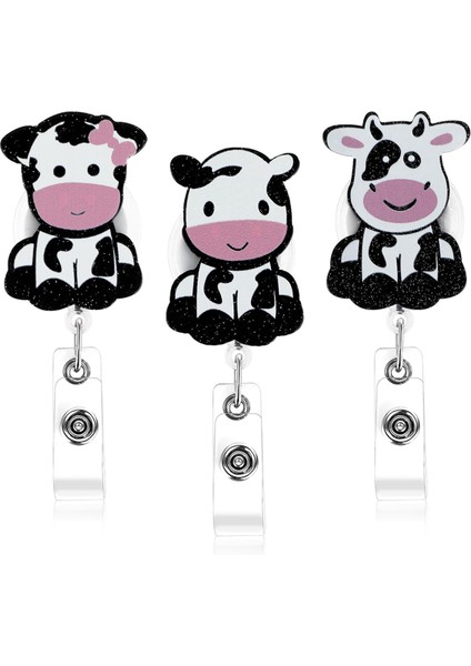 3 Adet Inek Rozeti Makarası Klipsleri, Geri Çekilebilir Rozet Tutucu (Yurt Dışından)