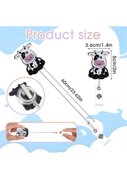 3 Adet Inek Rozeti Makarası Klipsleri, Geri Çekilebilir Rozet Tutucu (Yurt Dışından) fiyatları