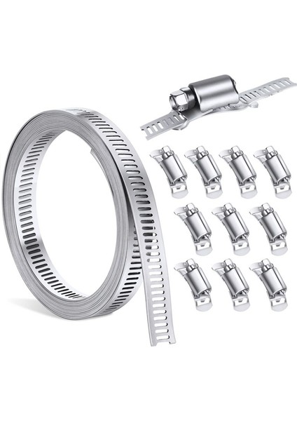 Hortum Kelepçe Paslanmaz Çelik Dıy Kelepçe Hortum Kelepçe Boru Hortumu Hortum 9.84FT Düzeltilebilir Bant Ekli (Yurt Dışından)