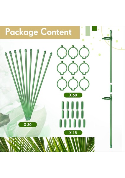 30 Pcs Ayarlanabilir Bitki Destek Peşeri Bahçe Tek Kök Destek Payları Bitki Klipsleri ve Boru 11.8inç Bağlayın (Yurt Dışından) indirimleri
