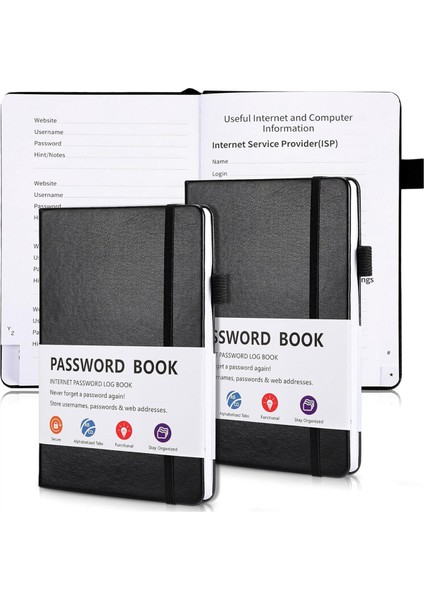 Alfabetik Sekmeli 2 Adet Şifre Defteri, 7,8 x 5,2 Inç (Yurt Dışından)