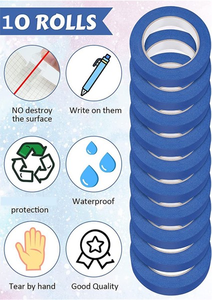 10 Rulo Mavi Boyacı Bandı Duvar Güvenli Boya Bandı 1,2 Inç x 55 Yard (Yurt Dışından) fiyatları