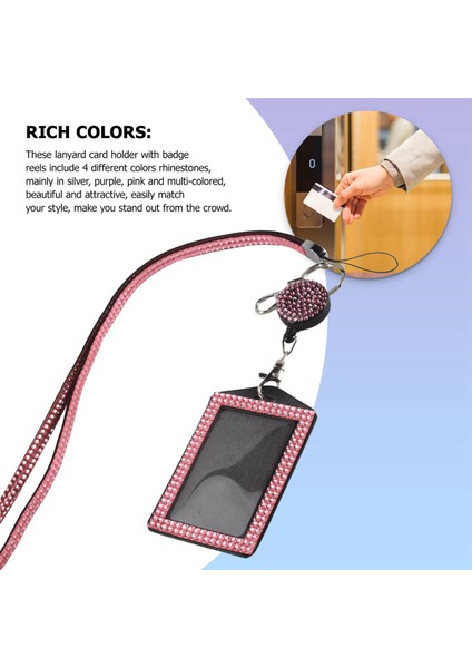 4 Set Rhinestone Landard Kimlik Kart Tutucu Crystal Retractable Rozet Makarası Rhinestone Boyun Kred Kart Tutucu (Yurt Dışından) fiyatları