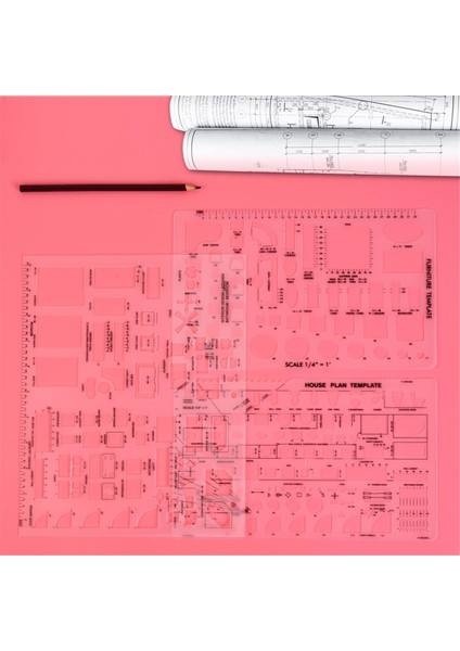 Mimarlık Için Çizim Araçları ve Cetvel Şekilleri - Ev Planı Mobilya Mutfağı, Bina, Iç Tasarım Için 3 Set (Yurt Dışından) indirimleri