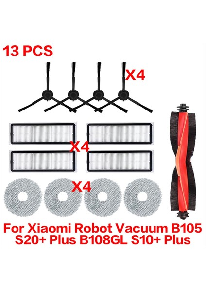 Robot Süpürge S20+ / S10 Plus B108GL B105 B108CN Parçalar Aksesuarlar Filtre Ana Yan Fırça Paspas (Yurt Dışından)