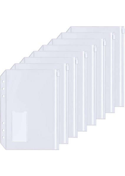 15PCS A5 Binder Cepleri 6 Ring Defter Binder Için Plastik Fermuar Etiket Cepli 6 Delikli Delin Silgi Fermuar Bağlayıcı Cep (Yurt Dışından)