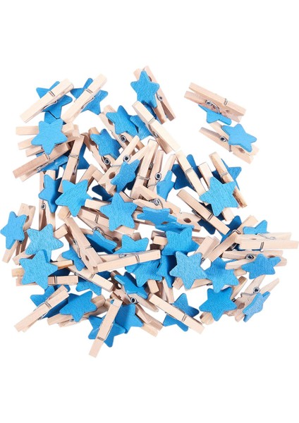 Kart Fotoğrafı Mandal Pegs Yıldız Zanaatlar Mini Ahşap Klip 50PCS Mavi (Yurt Dışından)