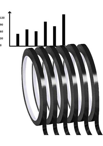 6 Rulo 1/8 Inç Ince Beyaz Tahta Kuru Silinebilir Çizgi Izgara Bandı (Siyah) (Yurt Dışından) fiyatları