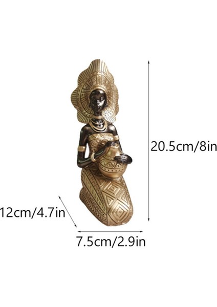 Reçine Heykel Dekor Figürinleri Retro Afrikalı Kadınlar Çanak Çömlekler Ev Yatak Odası Masaüstü Koleksiyon Öğeleri, Altın (Yurt Dışından) modelleri
