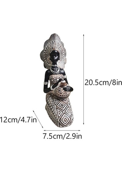 Reçine Heykel Dekor Figürinleri Retro Afrikalı Kadınlar Çanak Çömlekler Ev Yatak Odası Masaüstü Koleksiyon Öğeleri, Altın (Yurt Dışından) indirimleri