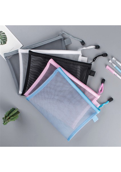 5pcs Mesh Fermuar Kesesi Temiz Belge Çanta Dosya Klasörleri Kırtasiye Kurşun Kalem Kasa Depolama Çantaları 5 Renk A6 (19X11CM) (Yurt Dışından) fırsatları