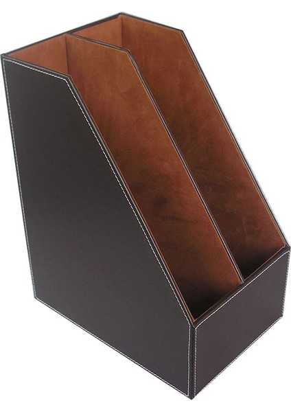 Pu Deri Masaüstü Dosya Klasörü Organizatör ve Belge Dosyası Stand Dergileri Dergisi Tutucu Rafı 2 Yuva (Kahverengi) (Yurt Dışından)