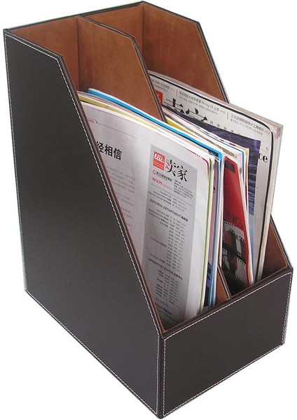 Pu Deri Masaüstü Dosya Klasörü Organizatör ve Belge Dosyası Stand Dergileri Dergisi Tutucu Rafı 2 Yuva (Kahverengi) (Yurt Dışından) fiyatları