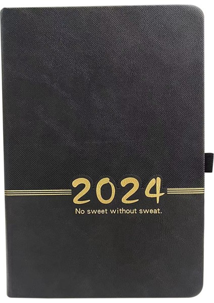 2024 Planlayıcı 365 Gün Kapak Günlük Haftalık Program Defteri Siyah (Yurt Dışından)